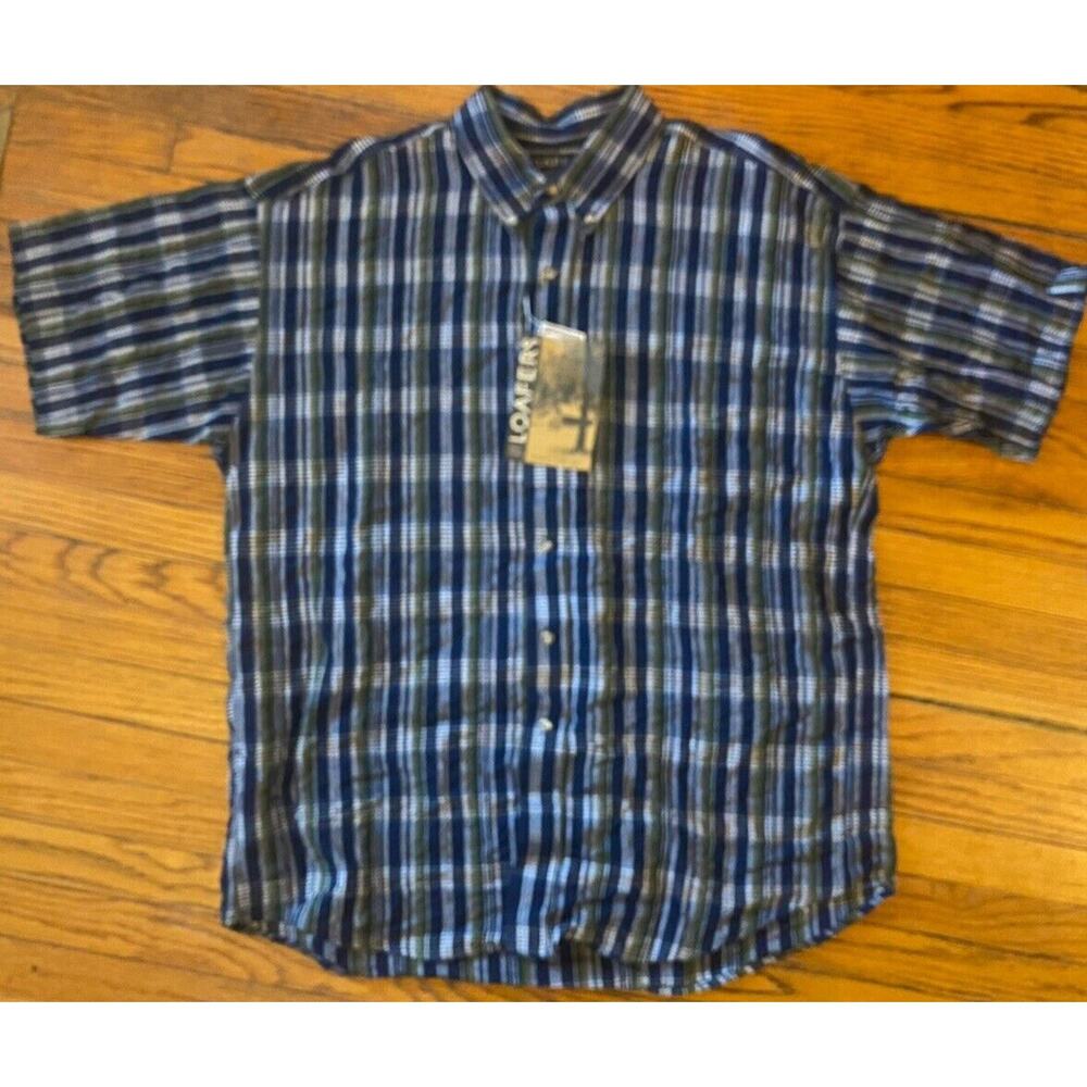 New Loafers By Reed St. James Button Up Short Sleeve Shirt Mens XL Blue White
